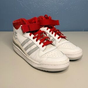 adidas Forum mid Scarlet Red and White/gray Athletic Shoes men size 10.5